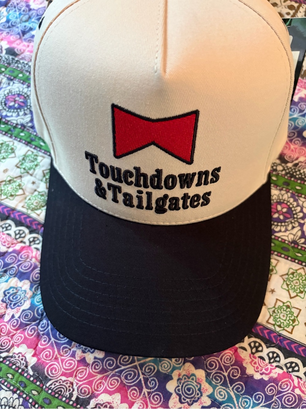 Touchdowns & Tailgates Two-Tone Baseball Cap - White & Black